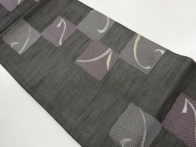 JAPANESE NAGOYA OBI FOR SUMMER / WOVEN ABSTRACT CHECKERED